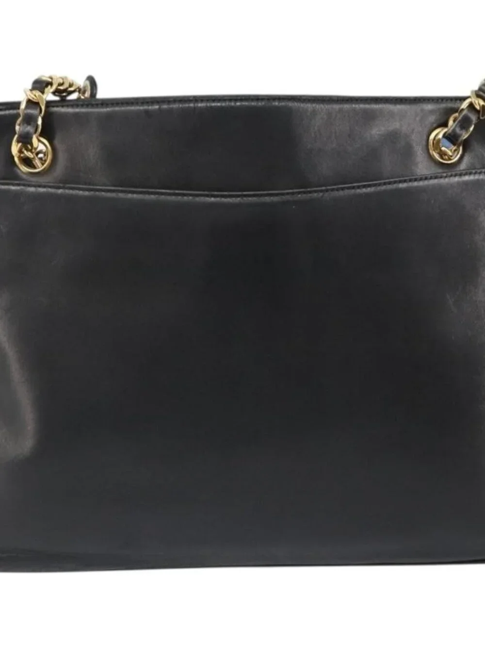 CHANEL COCO Mark Chain Tote Bag Leather Black Gold CC Auth yk20595